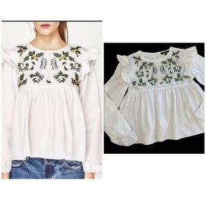 Qizai embroidered long sleeve top blouse